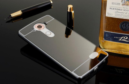 Добави още лукс Бъмпъри за телефони Луксозен алуминиев бъмпър с твърд огледален черен гръб за LG V10